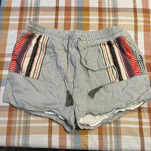 Francesca’s Patterned Draw String Shorts Boho